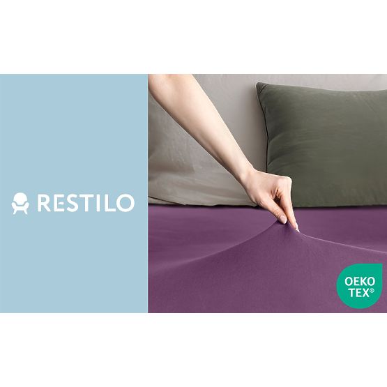 Prześcieradło AMBER kolor fioletowy styl klasyczny materiał jersey 80-90x200 DecoKing