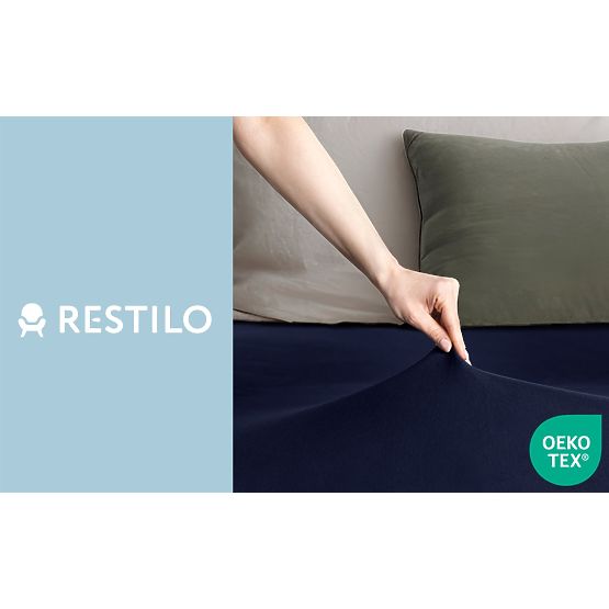 Prześcieradło AMBER kolor granatowy styl klasyczny materiał jersey 220-240x220 DecoKing