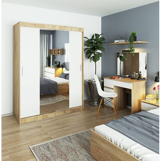 PRZESUWNA SZAFA 150cm CLP SONOMA / BIAŁA