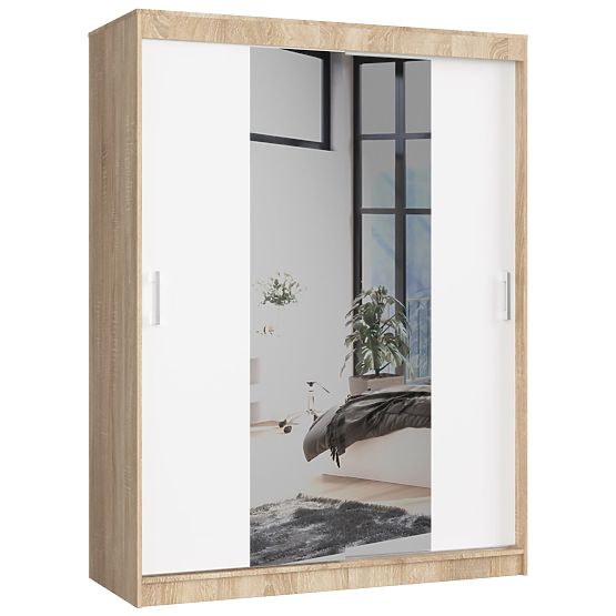 PRZESUWNA SZAFA 150cm CLP SONOMA / BIAŁA