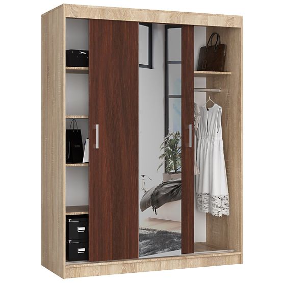 PRZESUWNA SZAFA 150cm CLP SONOMA / WENGE