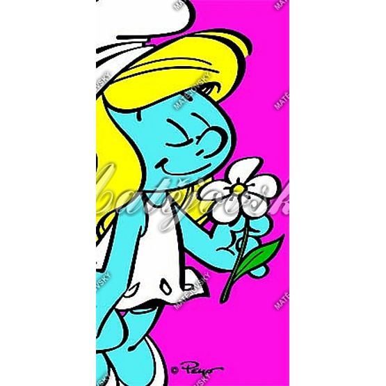 Ręcznik dla dzieci - Smerfetka z kwiatkiem