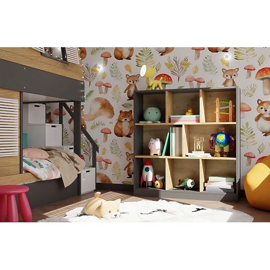 Regał Fiesta 8P ANTRACYT DĄB ARTISAN