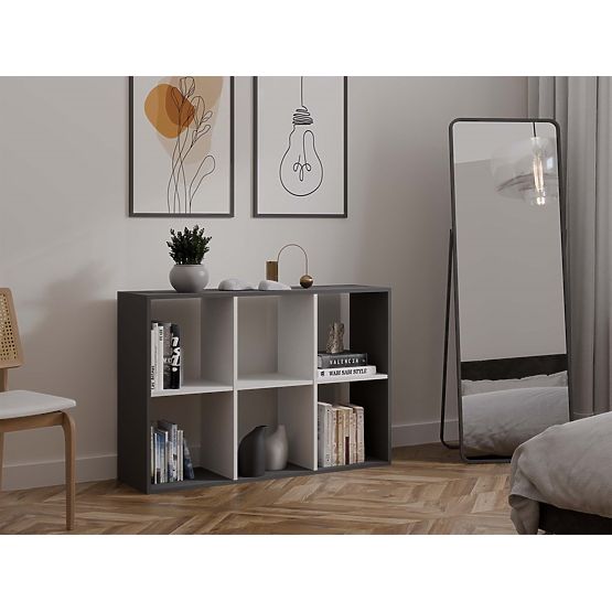 Regał Malax 2X3 ANTRACYT BIAŁY