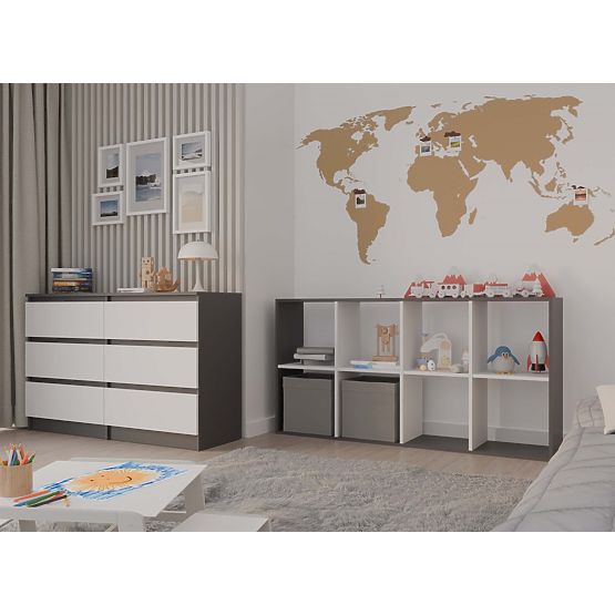 Regał Malax 2X4 ANTRACYT BIAŁY