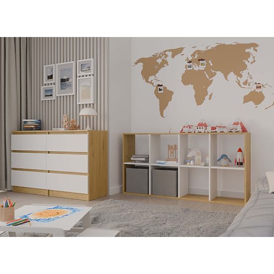 Regał Malax 2X4 DĄB ARTISAN BIAŁY