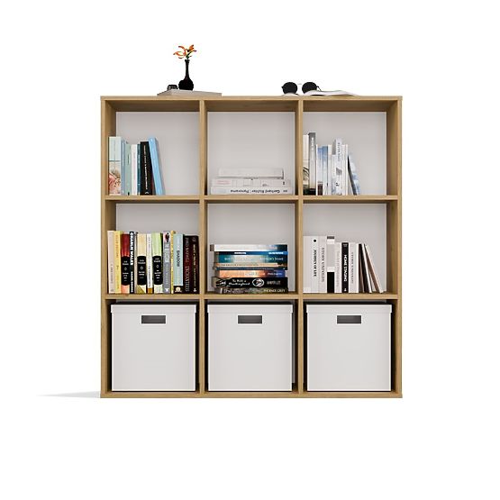 REGAŁ MALAX 3x3 H DĄB ARTISAN Z SOLIDNYM TYLNYM PANELEM HDF 110x110 CM