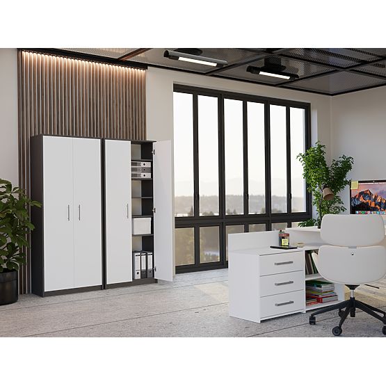 Regał Oliv 2D ANTRACYT BIAŁY