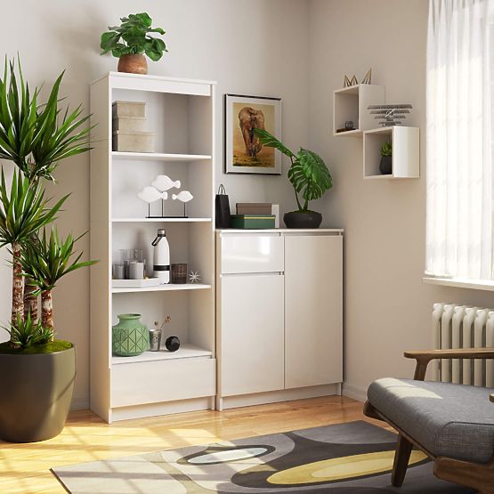 REGAŁ R60 1SZ 4P CLP PK BIAŁY / BIAŁY POŁYSK