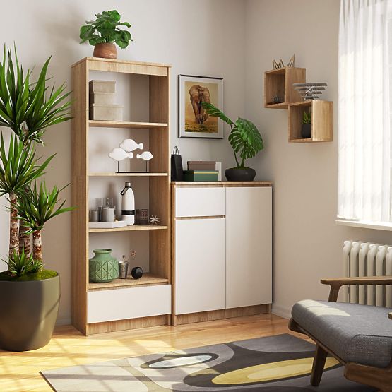 REGAŁ R60 1SZ 4P CLP PK DĄB SONOMA / BIAŁY