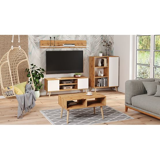 Regał szafa Fondi dąb craft złoty - biały, skandynawski