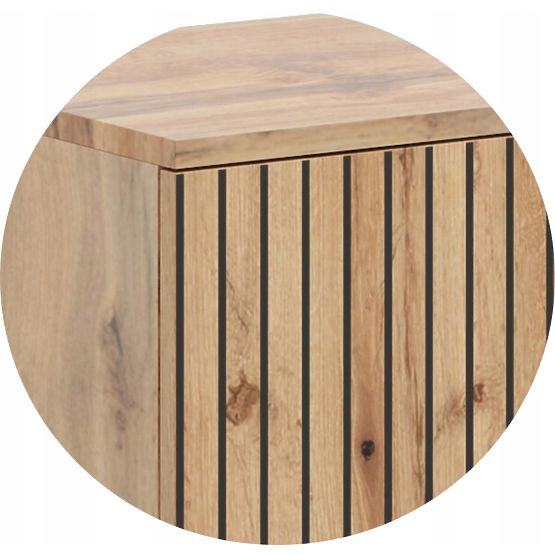 Regał szafa Fondi dąb craft złoty - czarny, dekor lamelowy