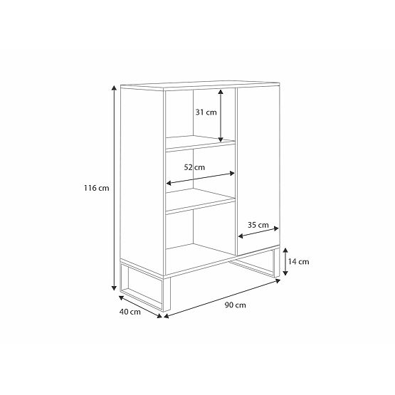 Regał szafa Fondi dąb craft złoty, styl loftowy