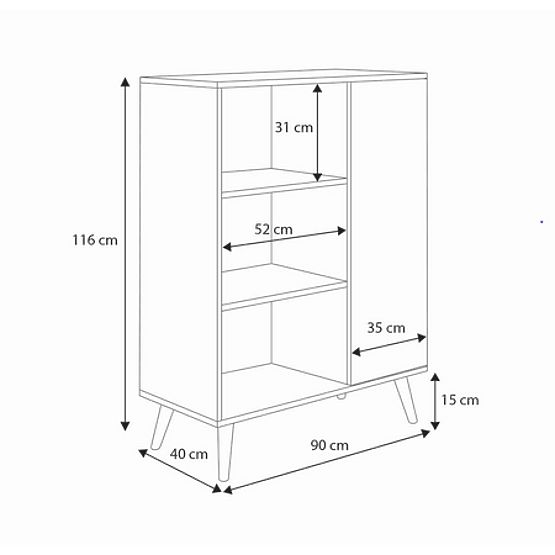Regał witryna Fondi drewniane nogi Dąb artisan biały