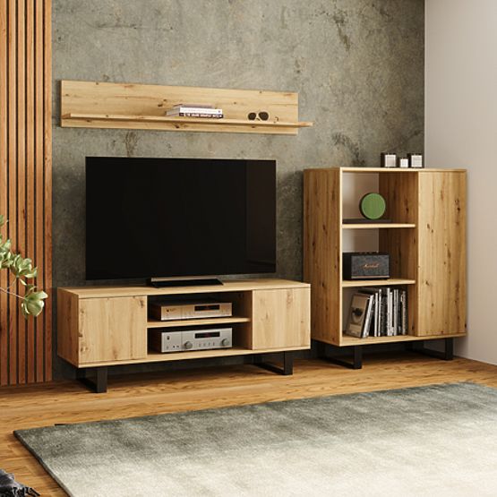 Regał witryna Fondi metalowe nogi Dąb artisan