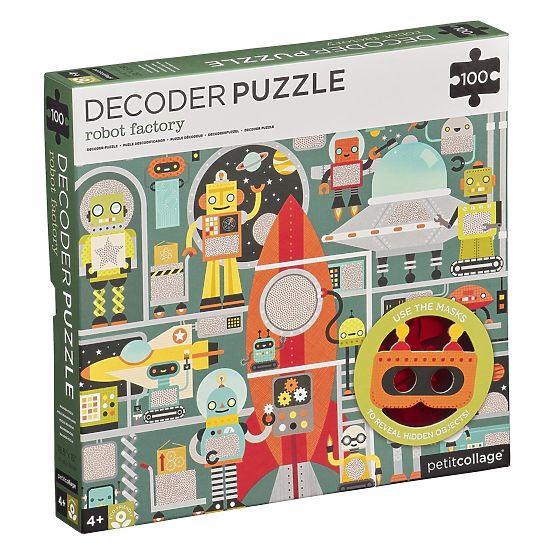 Roboty Petit Collage Puzzle 100 szt. z okularami 3D