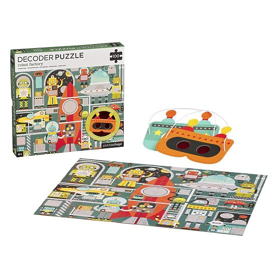 Roboty Petit Collage Puzzle 100 szt. z okularami 3D