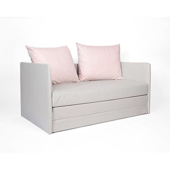 Rozkładana sofa Jack - jasnoszara / pudrowy róż