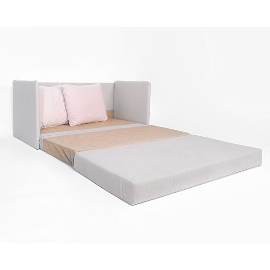 Rozkładana sofa Jack - jasnoszara / pudrowy róż