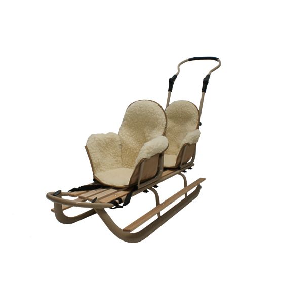 Beżowe sanki dla bliźniaków Duo - różne kolory siedzeń