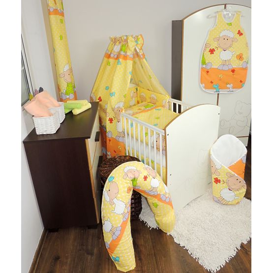 Set - bawełna baldachim z łuk + Śpiwór worek rozmiar. M - żółty baranek