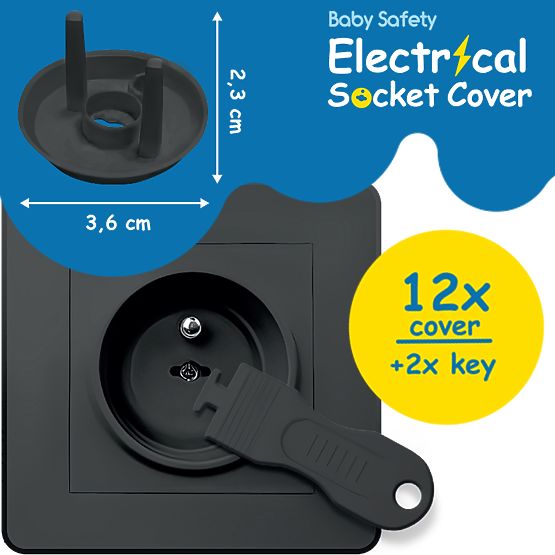 SIPO Nakładki ochronne na gniazdka elektryczne, czarne - 12 szt