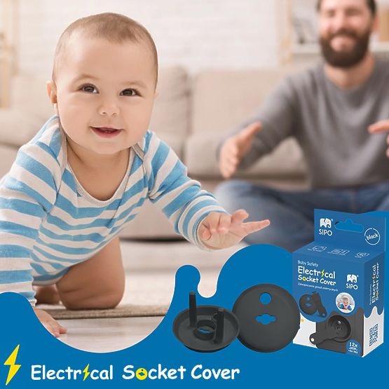 SIPO Nakładki ochronne na gniazdka elektryczne, czarne - 12 szt