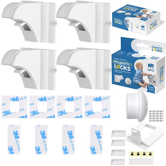 SIPO Zamki magnetyczne do szafek i szuflad - 4 szt