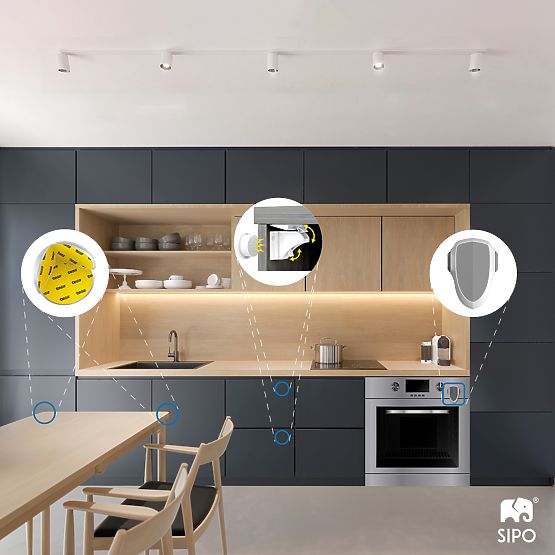 SIPO Zamki magnetyczne do szafek i szuflad - 4 szt