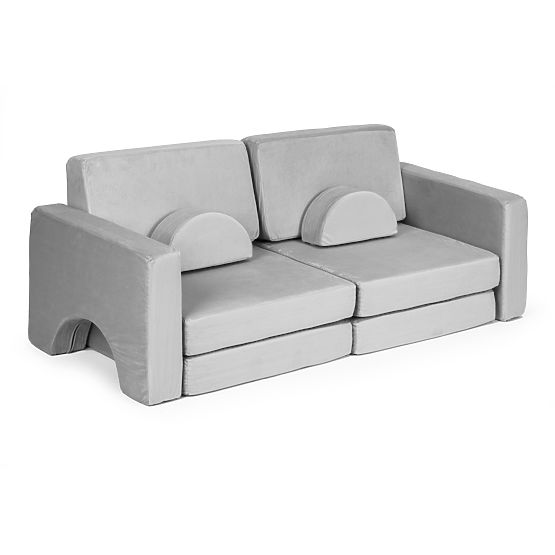 Składana modułowa sofa dla dzieci duża 2-osobowa DIY 10 miękkich poduszek - szara ECOTOYS