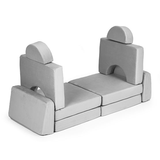 Składana modułowa sofa dla dzieci duża 2-osobowa DIY 10 miękkich poduszek - szara ECOTOYS
