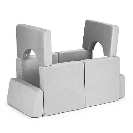 Składana modułowa sofa dla dzieci duża 2-osobowa DIY 10 miękkich poduszek - szara ECOTOYS