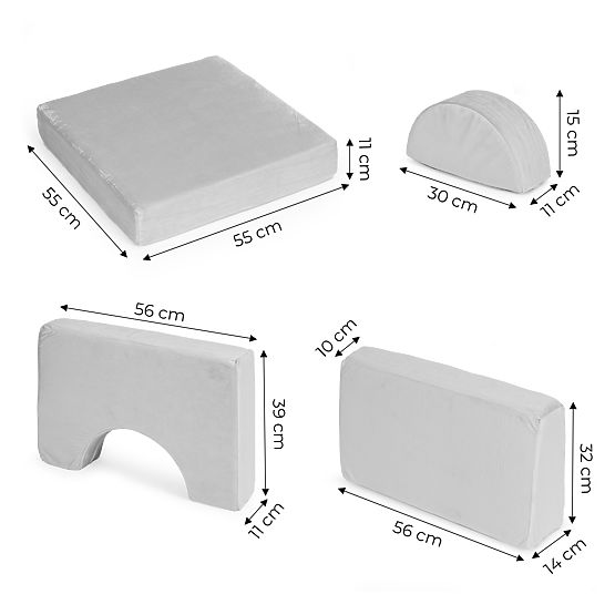 Składana modułowa sofa dla dzieci duża 2-osobowa DIY 10 miękkich poduszek - szara ECOTOYS