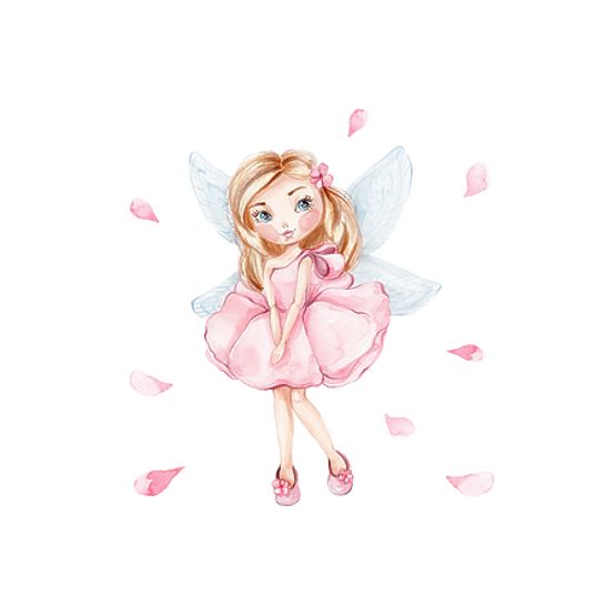 Skrzynia na zabawki Daria biała z nadrukiem Dziewczynka ze skrzydłami