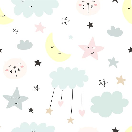 Skrzynia na zabawki Daria biała z nadrukiem Gwiazdki