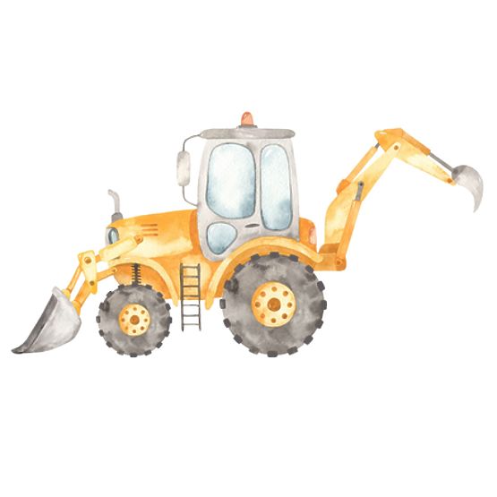 Skrzynia na zabawki Daria biała z nadrukiem Żółta koparka