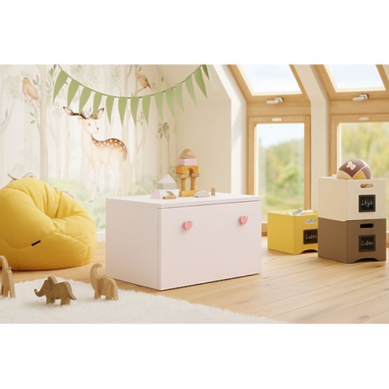 Skrzynia na zabawki Inga - różowy uchwyt