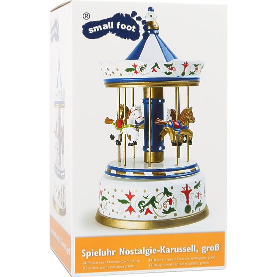 small foot Drewniana pozytywka karuzela z konikami