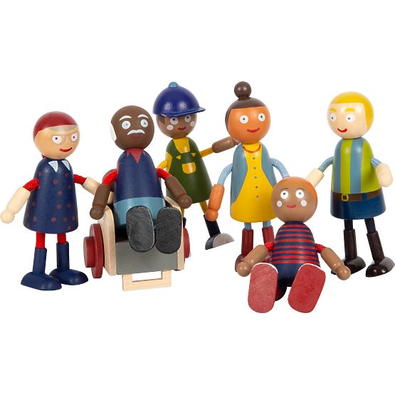 small foot Drewniane figurki rodzina z wózkiem inwalidzkim