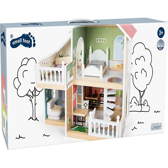 small foot Drewniany domek dla lalek z tarasem