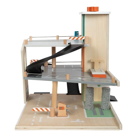 small foot Drewniany parking wyścigowy