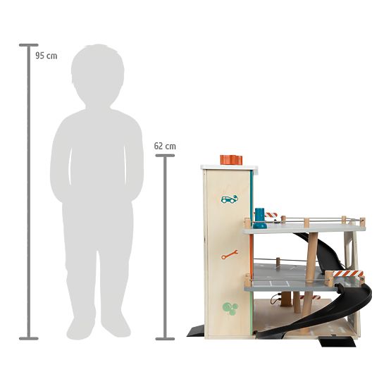 small foot Drewniany parking wyścigowy