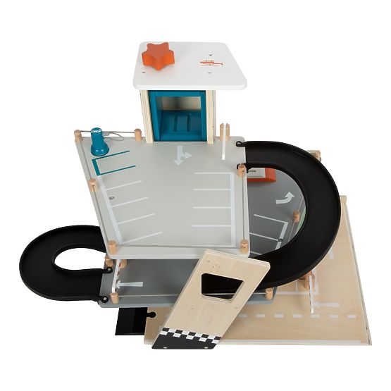 small foot Drewniany parking wyścigowy