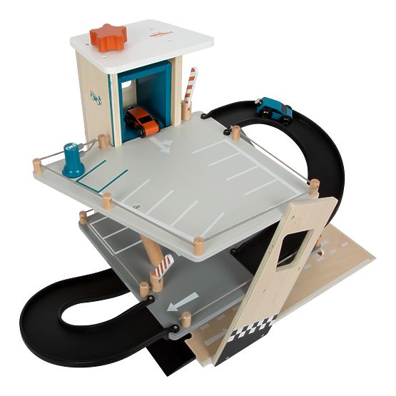 small foot Drewniany parking wyścigowy