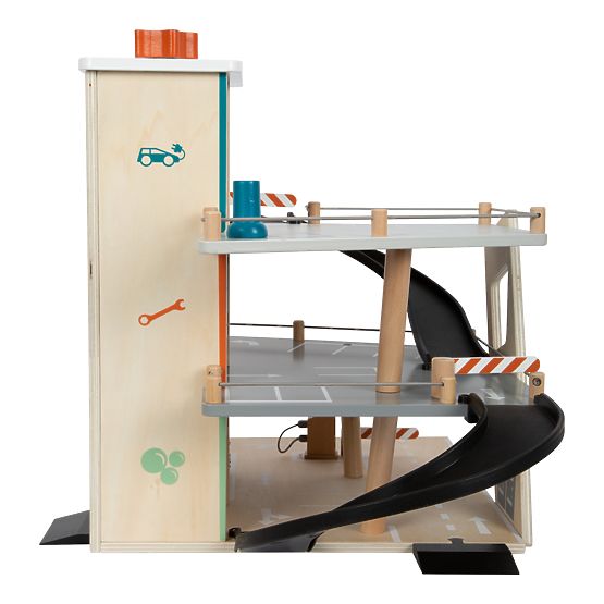 small foot Drewniany parking wyścigowy