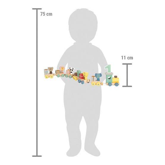 small foot Drewniany pociąg urodzinowy ze zwierzętami