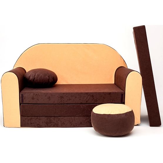 Sofa dla dzieci brązowo-pomarańczowa