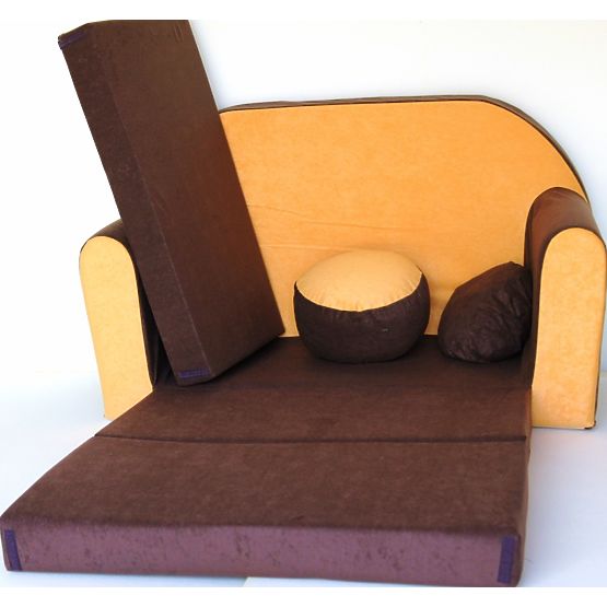 Sofa dla dzieci brązowo-pomarańczowa
