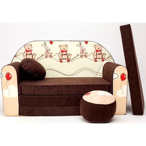 Sofa dla dzieci Medvídek 2 - brązowo-beżowa