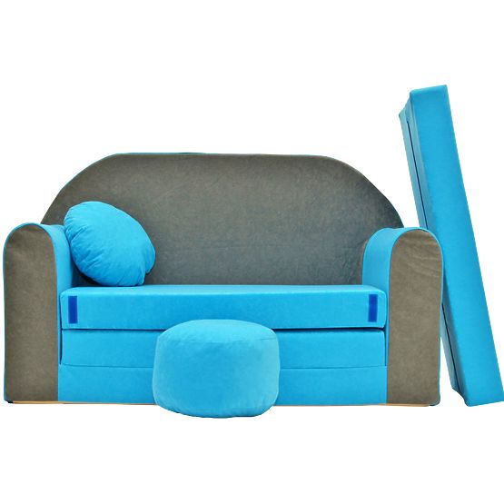 Dziecięca sofa Misty - szaro-niebieska